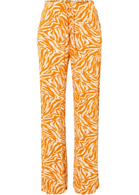 Weite Jerseyhose mit High-Waist-Bequembund in orange von vorne - bpc bonprix collection