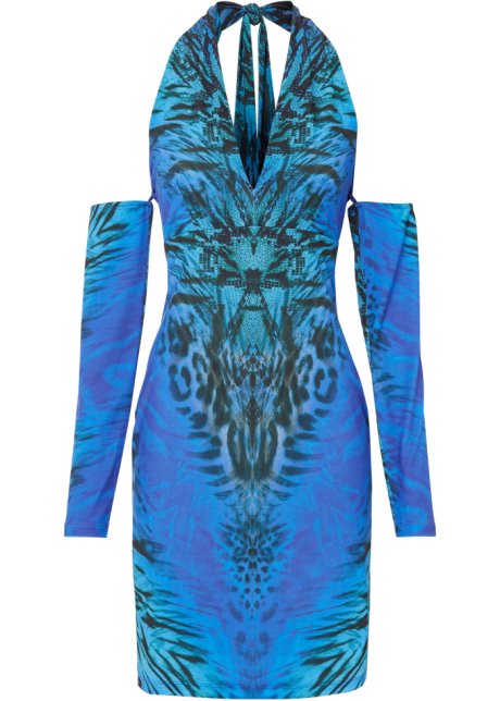Kleid mit Cutout in blau von vorne - BODYFLIRT boutique