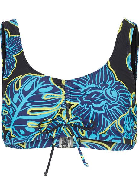 Bikini Oberteil mit Prothesentasche aus recyceltem Polyamid in schwarz von vorne - bpc selection