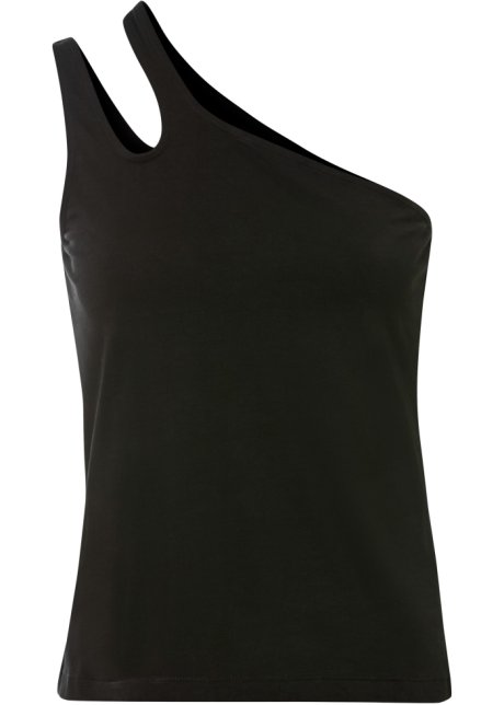 Cold-Shoulder Top mit Bio-Baumwolle in schwarz von vorne - RAINBOW