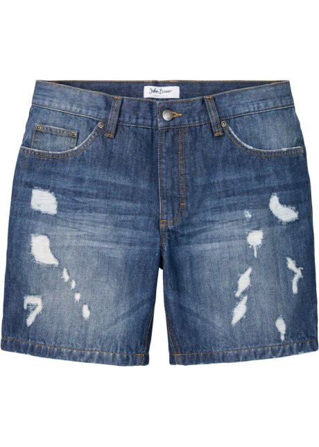 Long-Jeans-Shorts, Loose Fit in blau von vorne - John Baner JEANSWEAR