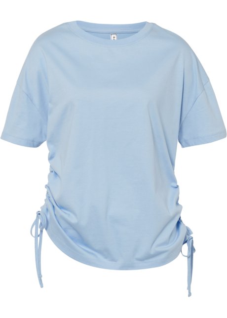 Shirt mit Raffungen aus Bio-Baumwolle in blau von vorne - RAINBOW