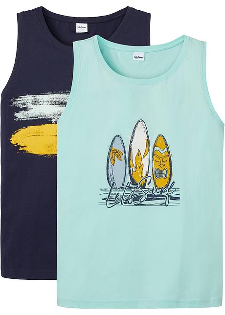 Tanktop (2er Pack) in blau von vorne - John Baner JEANSWEAR
