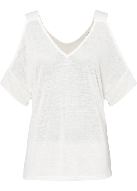 Shirt mit Cut-Out in weiß von vorne - BODYFLIRT