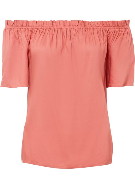 Offshoulder-Bluse in rosa von vorne - BODYFLIRT
