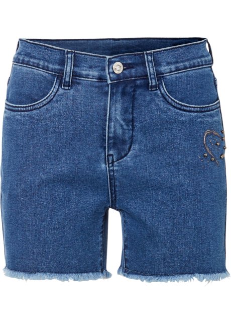 Jeans-Shorts mit Applikation in blau von vorne - BODYFLIRT