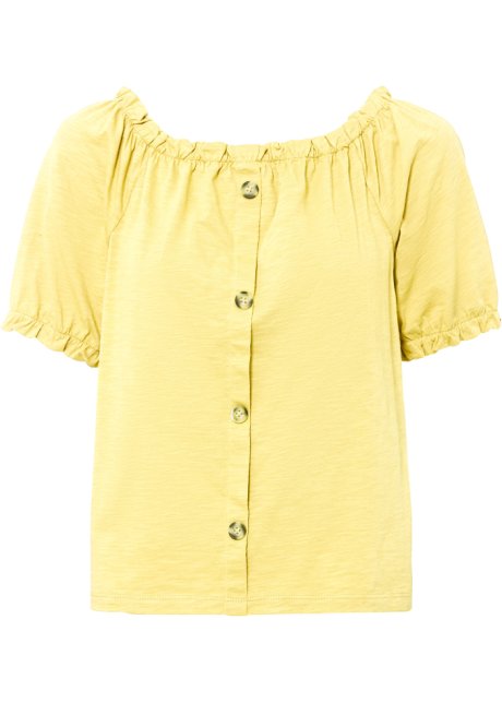 Shirt mit elastischem Ausschnitt in gelb von vorne - BODYFLIRT
