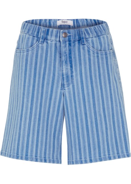 Weite Jeans-Shorts mit High-Waist-Bequembund in blau von vorne - bpc bonprix collection