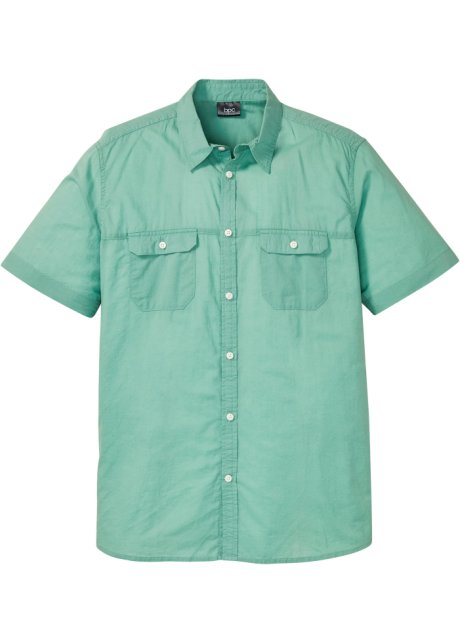 Leichtes Kurzarmhemd in grün von vorne - bpc bonprix collection