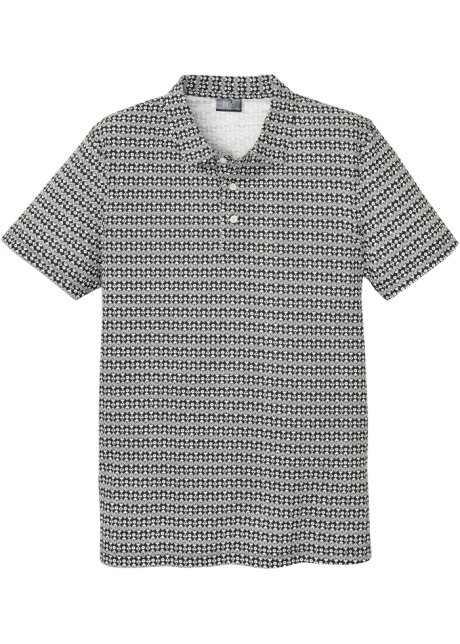 Poloshirt, Kurzarm mit Komfortschnitt und Minimaldruck in schwarz von vorne - bpc bonprix collection