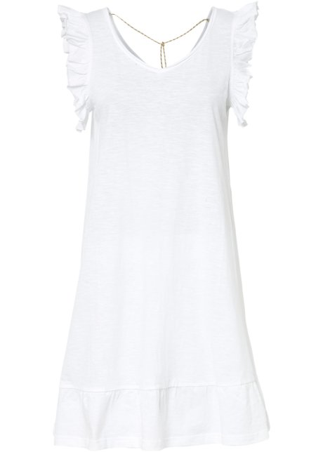 Shirtkleid mit Spitzeneinsatz in weiß von vorne - RAINBOW