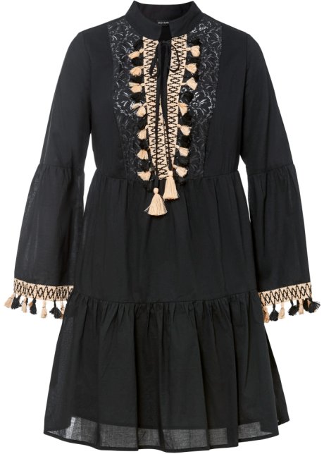 Tunika-Kleid in schwarz von vorne - BODYFLIRT