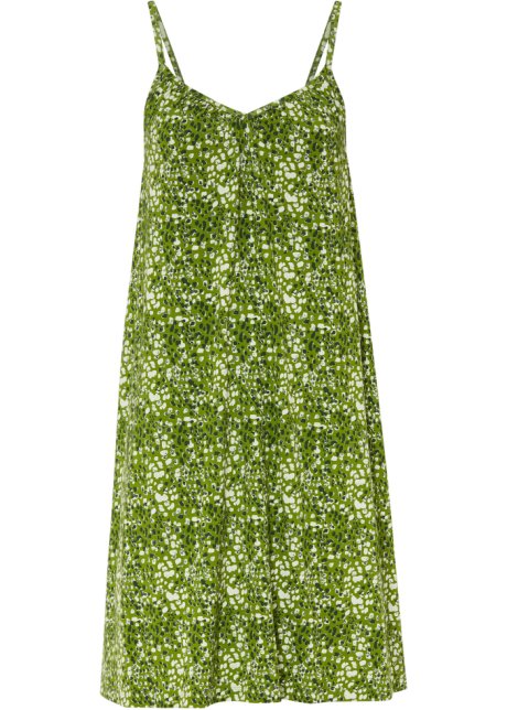 Jerseykleid aus nachhaltiger Viskose in grün von vorne - RAINBOW