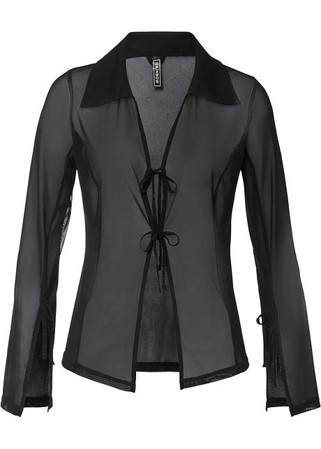 Shirtjacke in Meshoptik in schwarz von vorne - RAINBOW