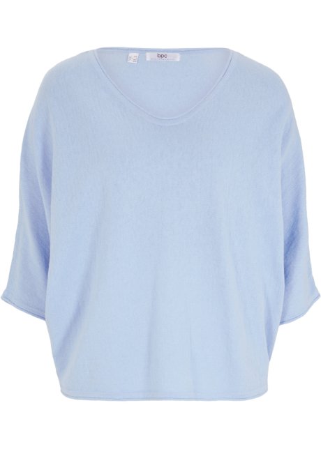 leichter Pullover mit Kimonoärmel in blau von vorne - bpc bonprix collection