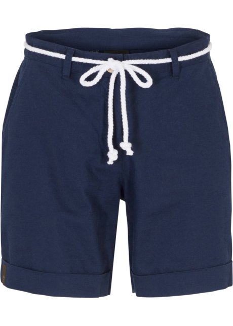 Shorts mit Leinen in blau von vorne - bpc bonprix collection