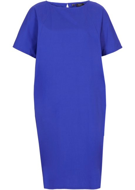 Popeline-Kleid mit kurzem Ärmel in blau von vorne - bpc bonprix collection
