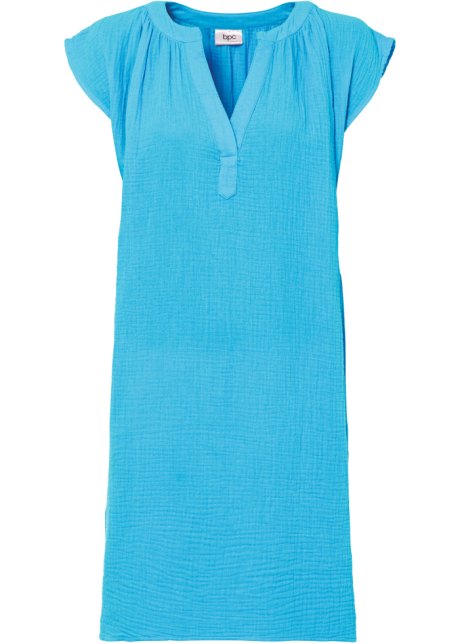 Musselin-Kleid aus Baumwolle in blau von vorne - bpc bonprix collection