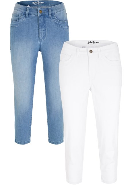 3/4-Komfort-Stretch-Jeans (2er Pack) in blau von vorne - John Baner JEANSWEAR