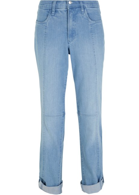 Straight Jeans Mid Waist, Turn-Up in blau von vorne - John Baner JEANSWEAR