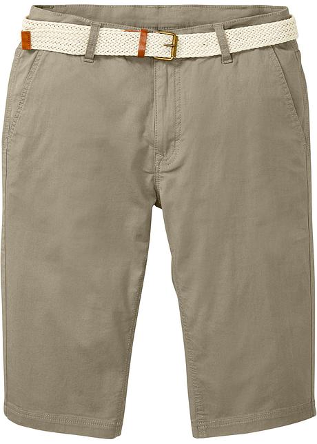 Stretch-Long-Bermuda mit Gürtel, Regular Fit in grau von vorne - bpc bonprix collection