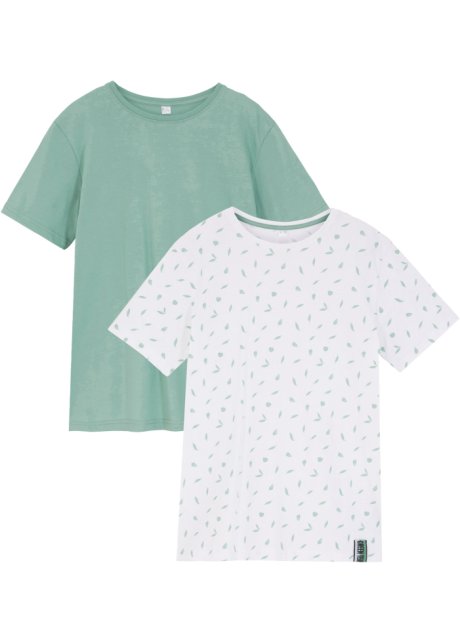 Jungen T-Shirt (2er Pack) in grün von vorne - bpc bonprix collection