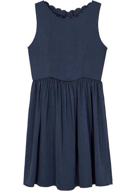 Festliches Mädchen Satin-Kleid in blau von vorne - bpc bonprix collection