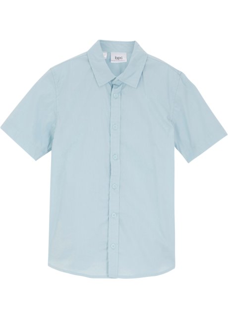 Jungen Stretch Kurzarmhemd, Slim Fit in blau von vorne - bpc bonprix collection
