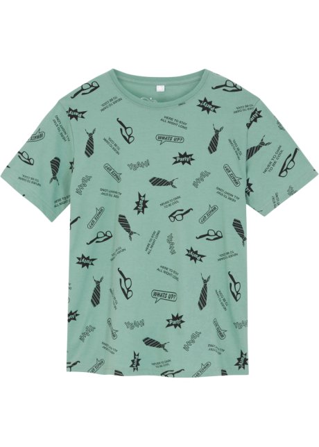 Jungen T-Shirt bedruckt in grün von vorne - bpc bonprix collection