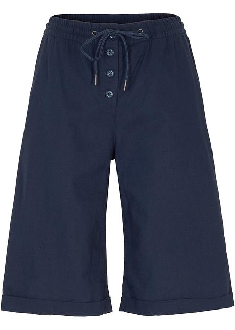Leinen-Schlupfshorts in blau von vorne - bpc bonprix collection