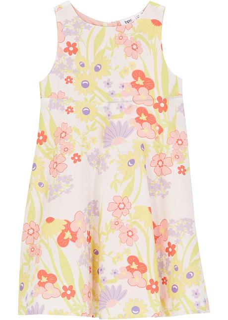 Festliches Mädchen Kleid mit Blumendruck in weiß von vorne - bpc bonprix collection