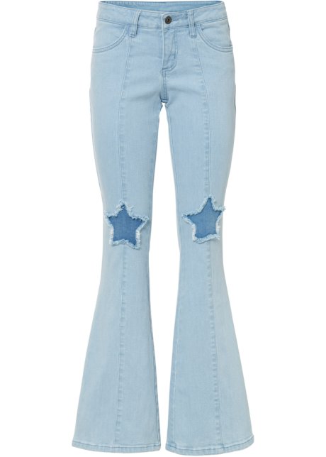 Bootcut Jeans mit Patches in blau von vorne - RAINBOW