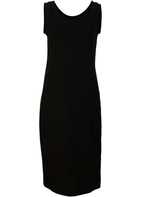 Jerseykleid mit Schlitz in schwarz von vorne - bpc bonprix collection