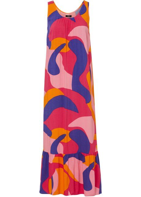 Maxikleid aus Viskose in pink von vorne - bpc bonprix collection