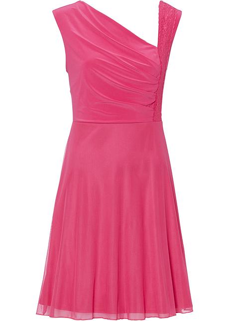 Kleid mit Spitze in pink von vorne - BODYFLIRT