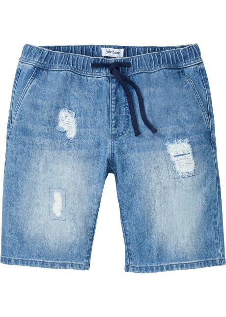Jeans-Bermuda mit elastischem Bund, Regular Fit in blau von vorne - John Baner JEANSWEAR