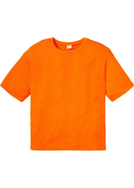 Nachhaltiges T-Shirt aus Strukturware, Loose Fit in orange von vorne - John Baner JEANSWEAR
