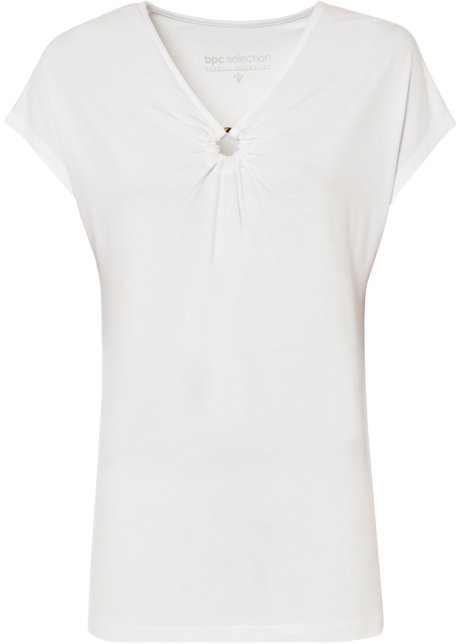 Shirt mit Ringelement in weiß von vorne - bpc selection