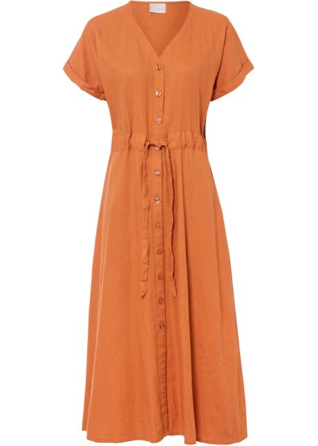 Kleid aus Leinenmischung in orange von vorne - bpc selection