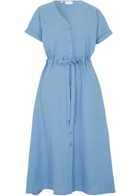 Kleid aus Leinenmischung in blau von vorne - bpc selection