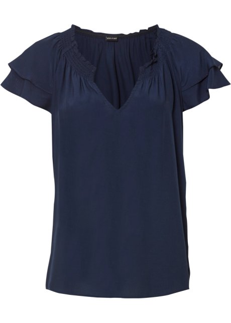 Modische Bluse vielseitig kombinierbar in blau von vorne - BODYFLIRT