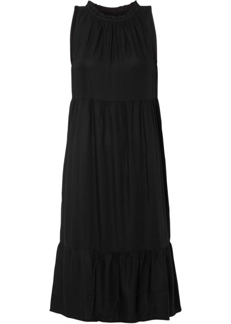Volant-Kleid in schwarz von vorne - BODYFLIRT