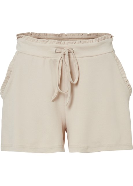 Jersey-Shorts in beige von vorne - BODYFLIRT
