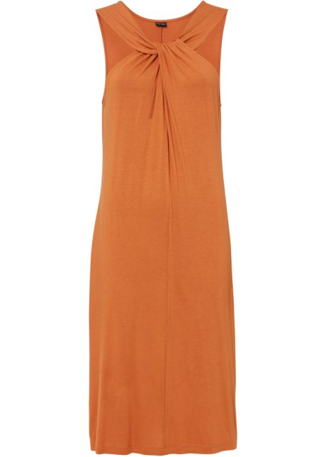 Neckholder-Jerseykleid in orange von vorne - BODYFLIRT