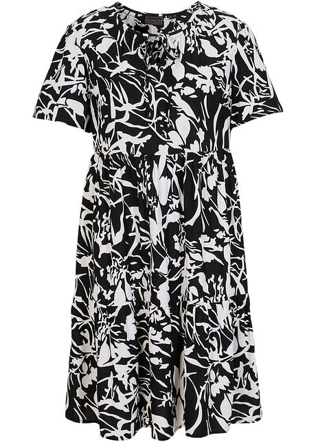 Viscose Kleid mit Flügelärmel in schwarz von vorne - bpc selection