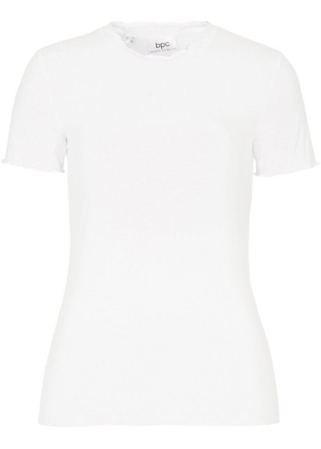 T-Shirt aus Rippqualität mit nachhaltiger Viskose in weiß von vorne - bpc bonprix collection