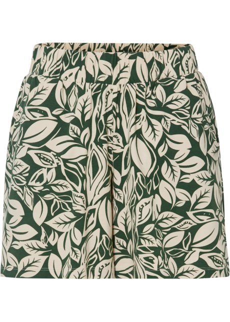 Bedruckte Jersey-Shorts mit Taschen und Bequembund  in grün von vorne - bpc bonprix collection