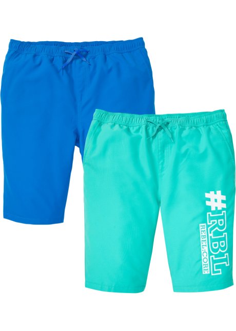Strand-Shorts (2er Pack) aus recyceltem Polyester in blau von vorne - bpc bonprix collection