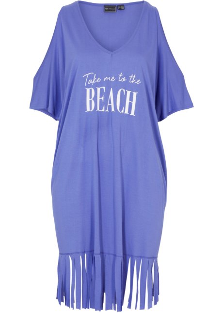 Strand Longshirt mit Cut-Outs aus nachhaltiger Viskose in lila von vorne - bpc selection