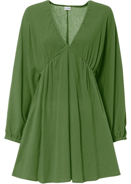 Kleid mit Flügelärmeln in grün von vorne - BODYFLIRT